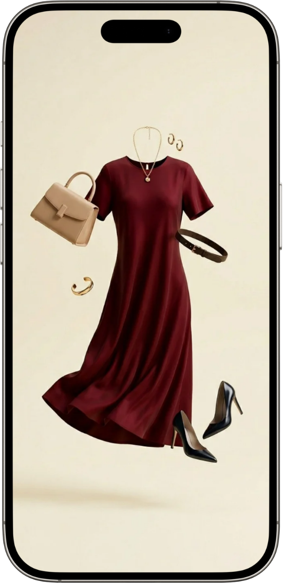 Outwizar app preview — a complete outfit with price tags